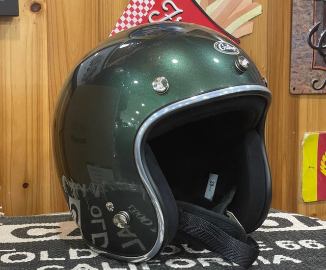 台湾製ハーフフェイスヘルメットオリーブグリーンレトロプレーンカラー