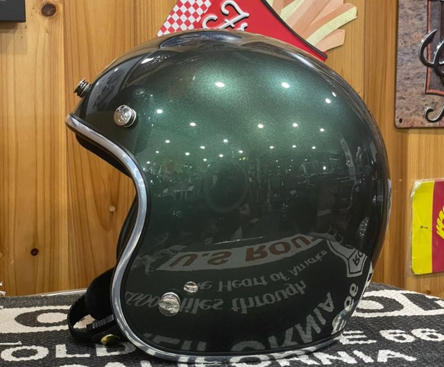 台湾製ハーフフェイスヘルメットオリーブグリーンレトロプレーンカラー