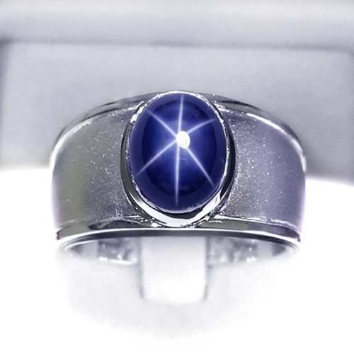 homejewgem 5.35 ct Natural star blue sapphier ring silver sterling size 7.0 free resize