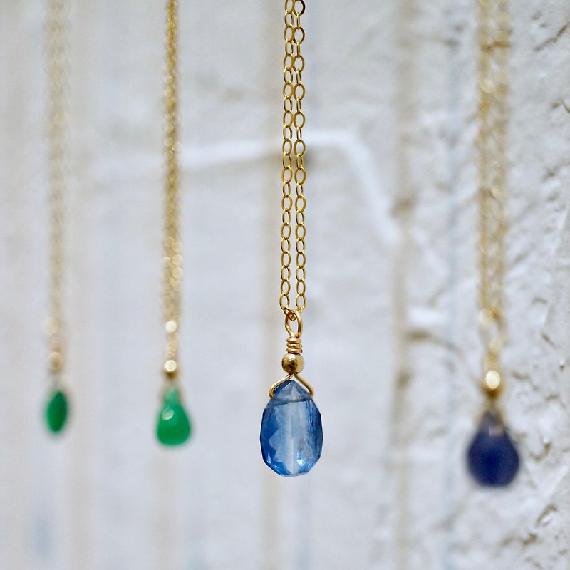 ITS-N152] [14KGF · aquamarine Gemstone Stone necklace. - สร้อยคอ - เครื่องประดับพลอย สีทอง