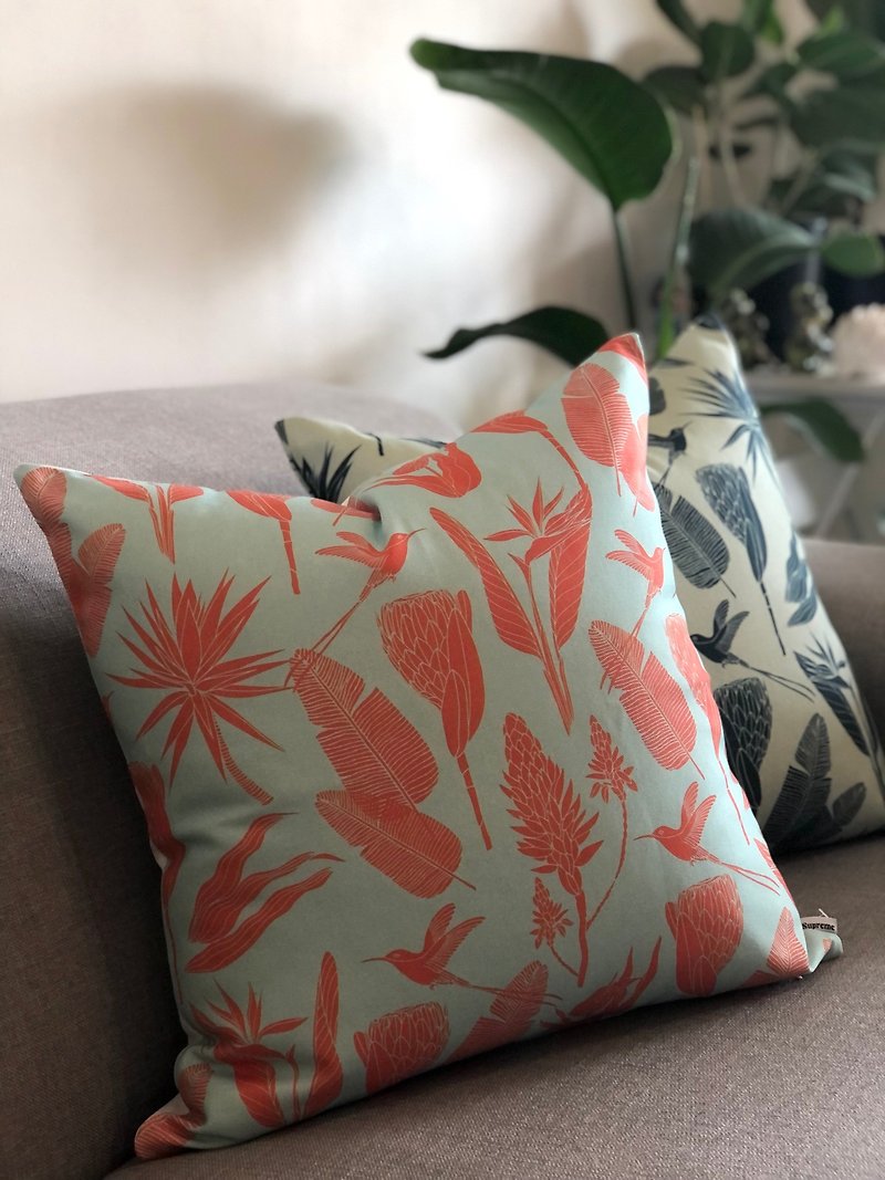 aLoveSupreme South Africa hand-painted single-sided pillowcase_Pink Blue African Botanical Garden - Pillows & Cushions - Cotton & Hemp 