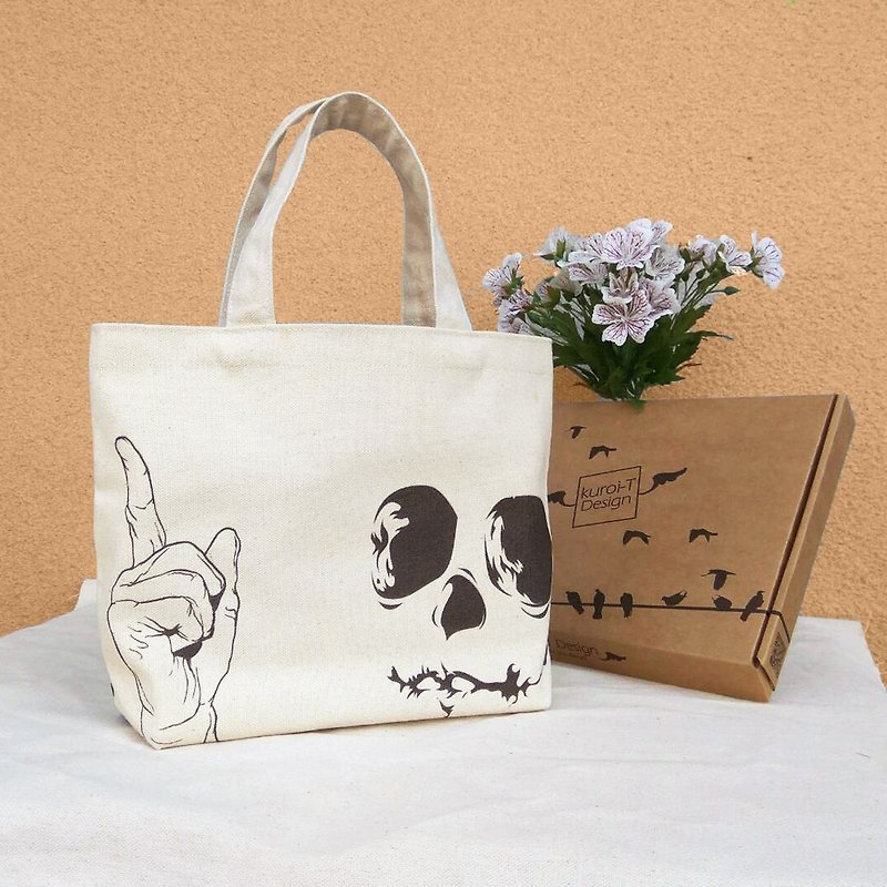 [Free] name custom skeleton Hand-made canvas bag - gift Tote - Handbags & Totes - Cotton & Hemp 