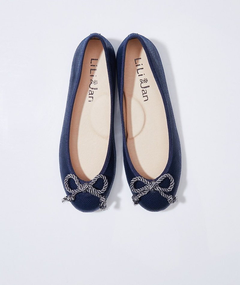 [Alice's Adventure] Rope Bow Ballet Shoes_Night Sky Blue - Women's Casual Shoes - Cotton & Hemp Blue