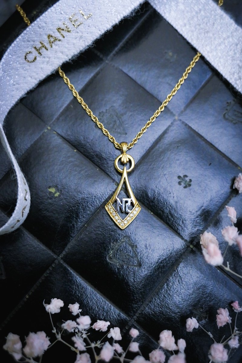 Nina Ricci 優雅領帶字母項鍊－歐美古董首飾 Vintage Jewelry - 項鍊 - 其他金屬 金色