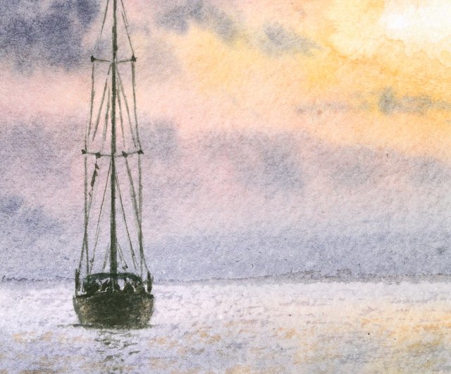 油彩　油絵　絵画　オブジェ　海辺　ヨット　雑貨 500x0.jpg