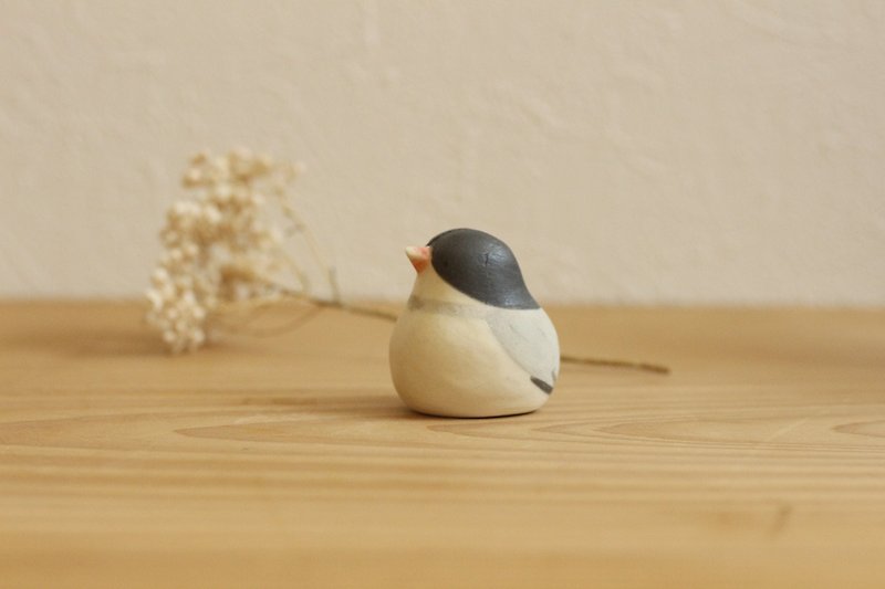 文鳥 - 置物 - 陶器 グレー