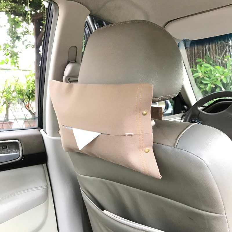 二用車用面紙套 / 卡其色帆布面紙套 - 面紙盒 - 棉．麻 卡其色