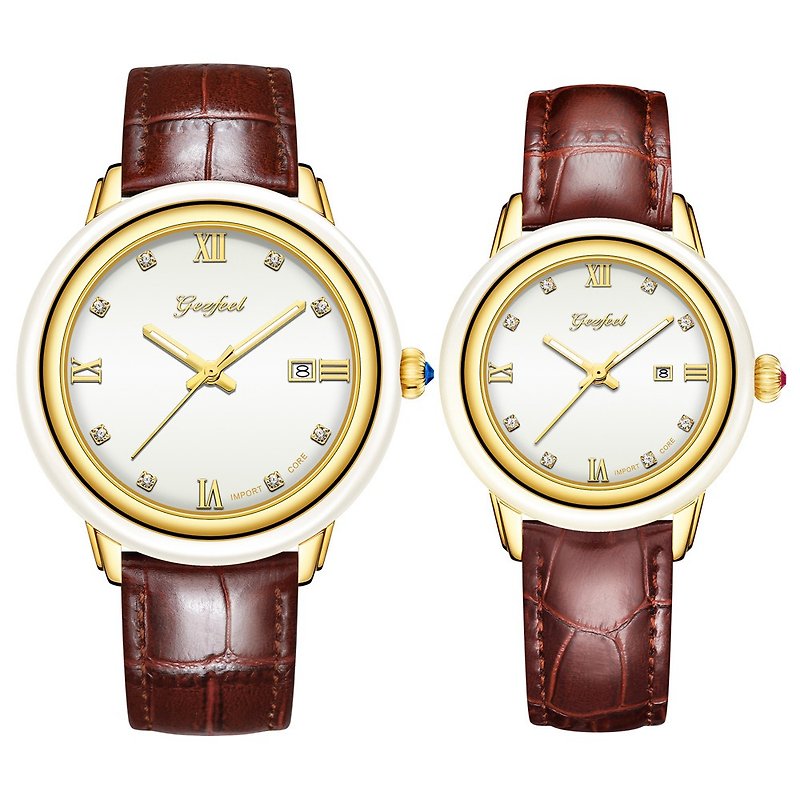 Hetian White Jade Mechanical Watch Calendar Dial Leather Strap With Jade Identification Certificate - Women's Watches - Jade 