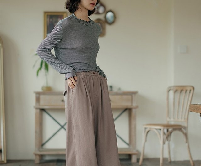 Pure cotton brushed balloon pants with elastic waist design