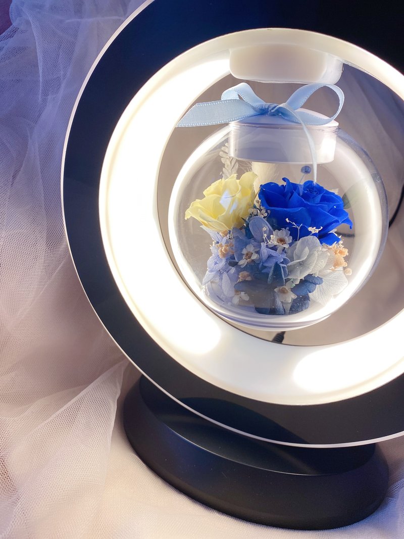 Japanese eternal flower/summer blue ocean/suspended lantern x bluetooth speaker x wireless charging Valentine’s Day - โคมไฟ - พืช/ดอกไม้ สีน้ำเงิน