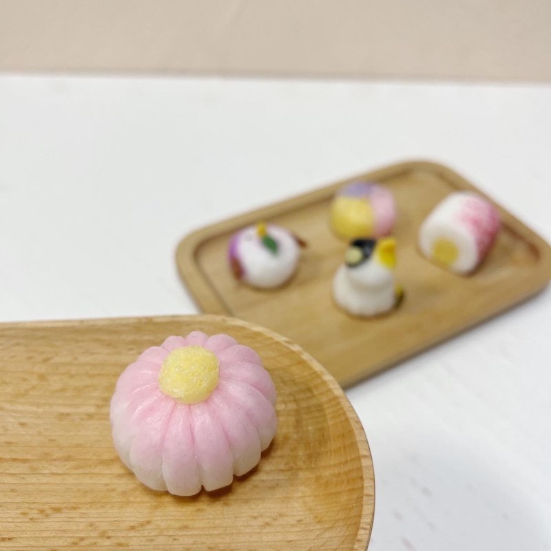 手捏日式和菓子蠟燭造型香薰蠟燭套裝 -2個入 - 香氛蠟燭/燭台 - 蠟 粉紅色