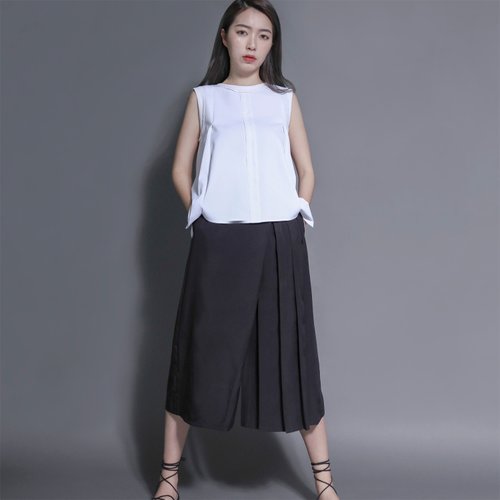 Madame Curie Lady Curie Asymmetric Skew Pants _7SF206_Black