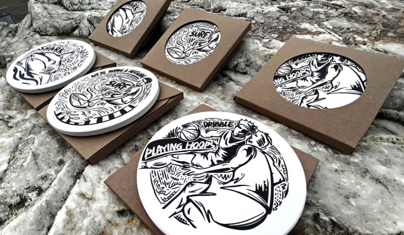 graffiti ceramic absorbent coaster - อื่นๆ - ดินเผา ขาว