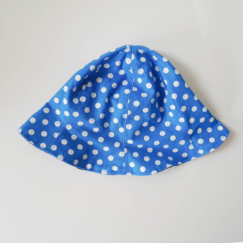 Double-sided fisherman hat-blue and big dots - Hats & Caps - Cotton & Hemp Blue
