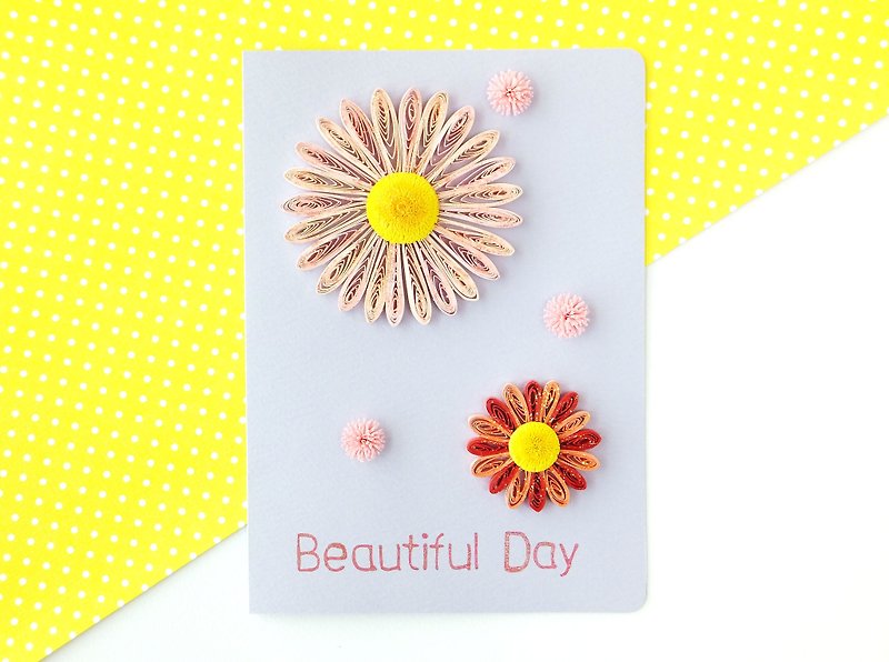 Hand made decorative cards- daisy - การ์ด/โปสการ์ด - กระดาษ สีม่วง