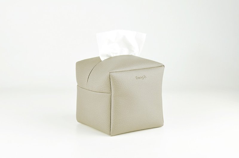 Square Tissue Box Cover, Facial Tissue Holder, Soft Touch, Grey - กล่องทิชชู่ - หนังเทียม สีเทา