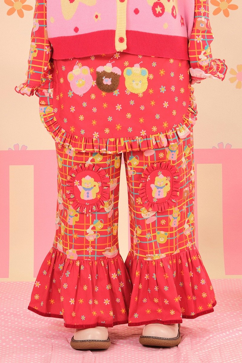 昭和甜品屋長褲圍裙可拆卸 可愛日系少女 - 女長褲 - 棉．麻 多色