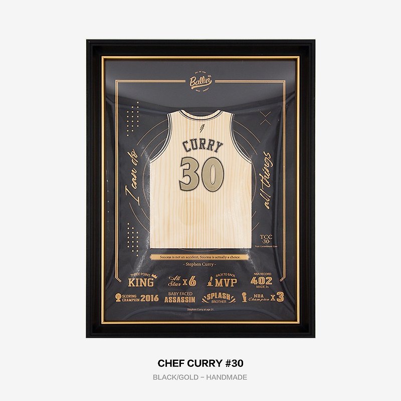 木球衣掛畫 - Chef Curry #30 - 其他 - 木頭 黑色