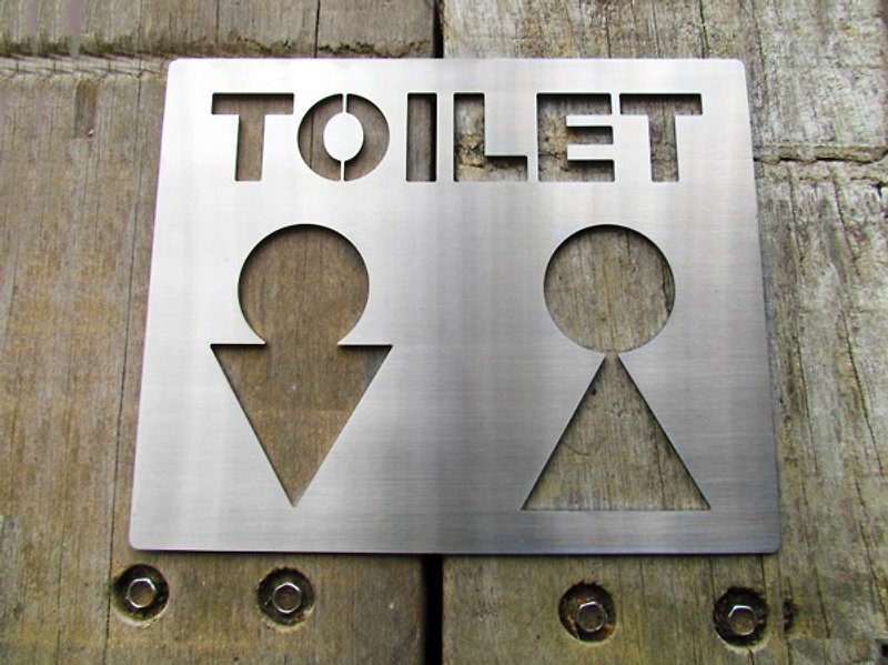 ＊設計品＊不鏽鋼TOILET廁所標示牌、化妝室掛牌、衛生間吊牌、洗手間標示牌、洗手間指示牌 - 擺飾/家飾品 - 紙 銀色