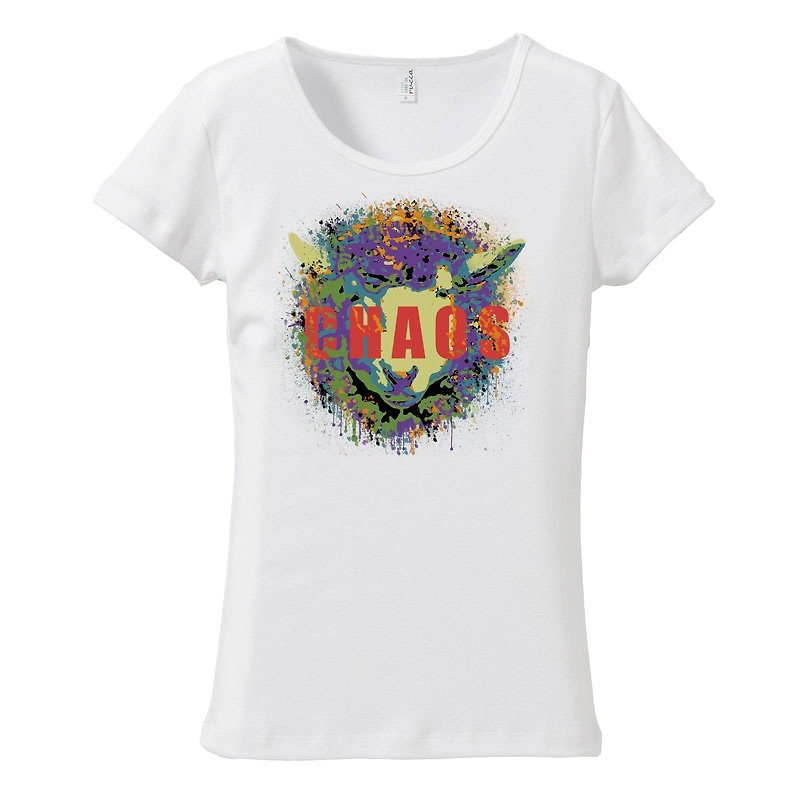 [Women's T-shirt] CHAOS 2 - เสื้อยืดผู้หญิง - ผ้าฝ้าย/ผ้าลินิน ขาว