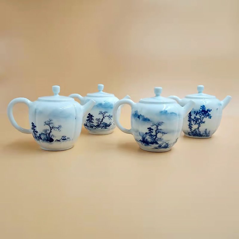 Picking up gold blue and white Gaofeng gentleman pot - Teapots & Teacups - Porcelain 