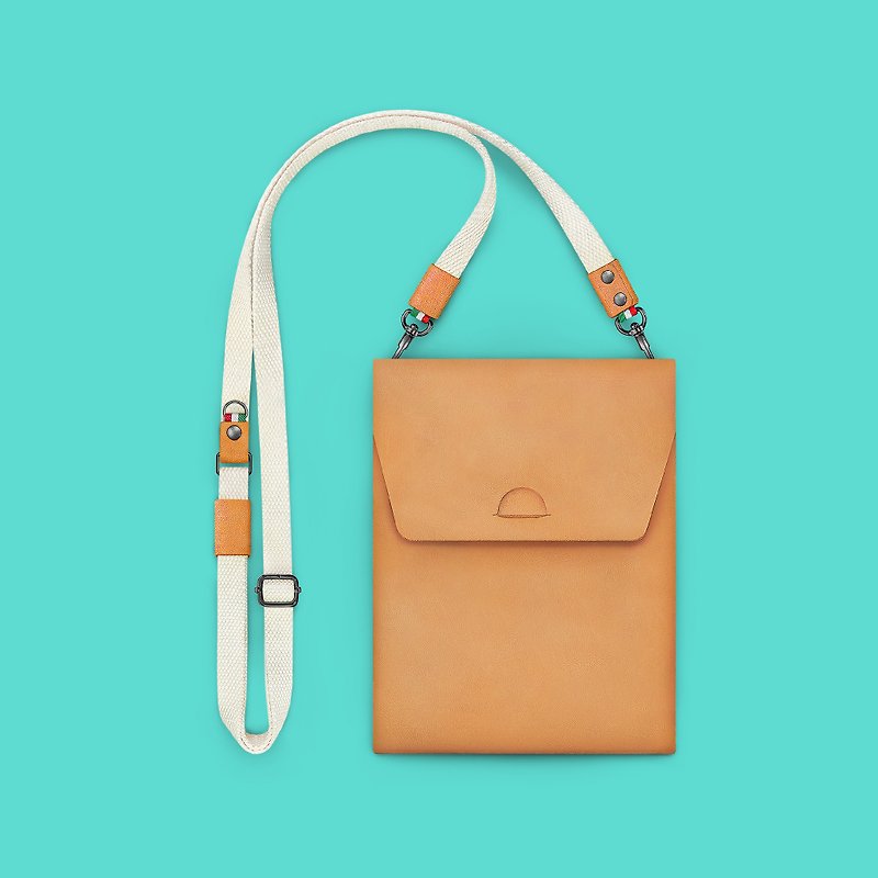 Genuine Leather Phone Cases Orange - COZI - Leather Phone Pouch Case Bag w/Shoulder Strap,Wrist Strap & Belt strap