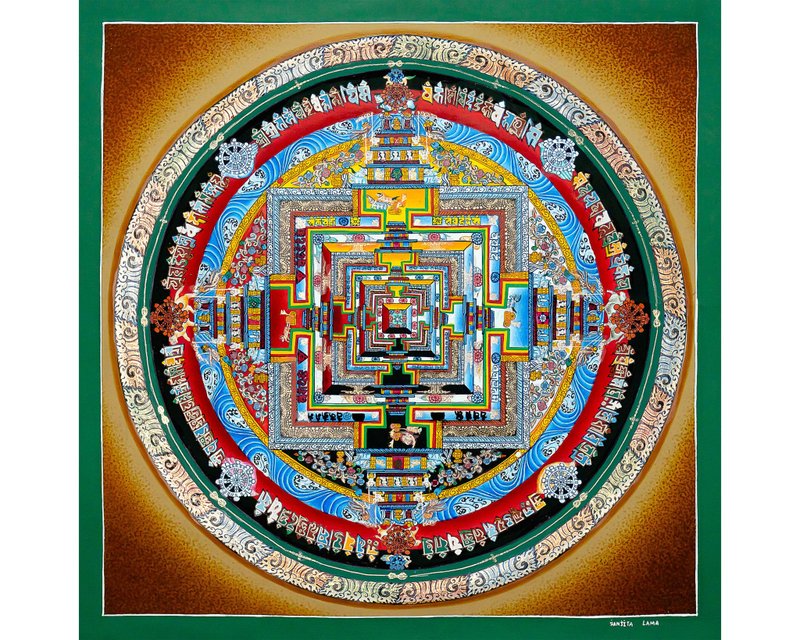 藏傳時輪曼荼羅唐卡 – 宇宙之圖 - 壁貼/牆壁裝飾 - 其他材質 多色