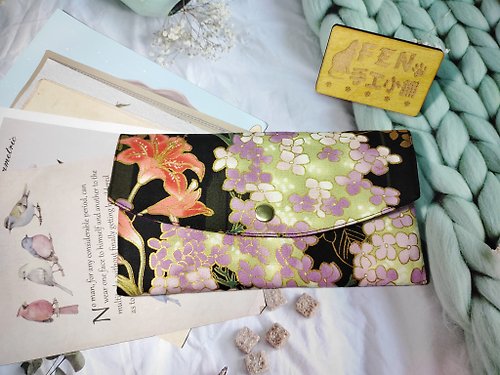FEN手工小鋪 日本棉布和風櫻花款二層夾層布收納袋-手作布收納袋-存褶袋現貨