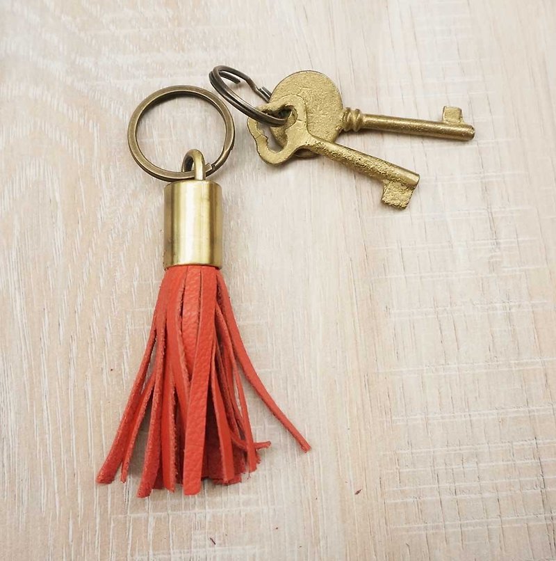 Sienna真皮流蘇吊飾鑰匙圈 - 鑰匙圈/鑰匙包 - 真皮 紅色