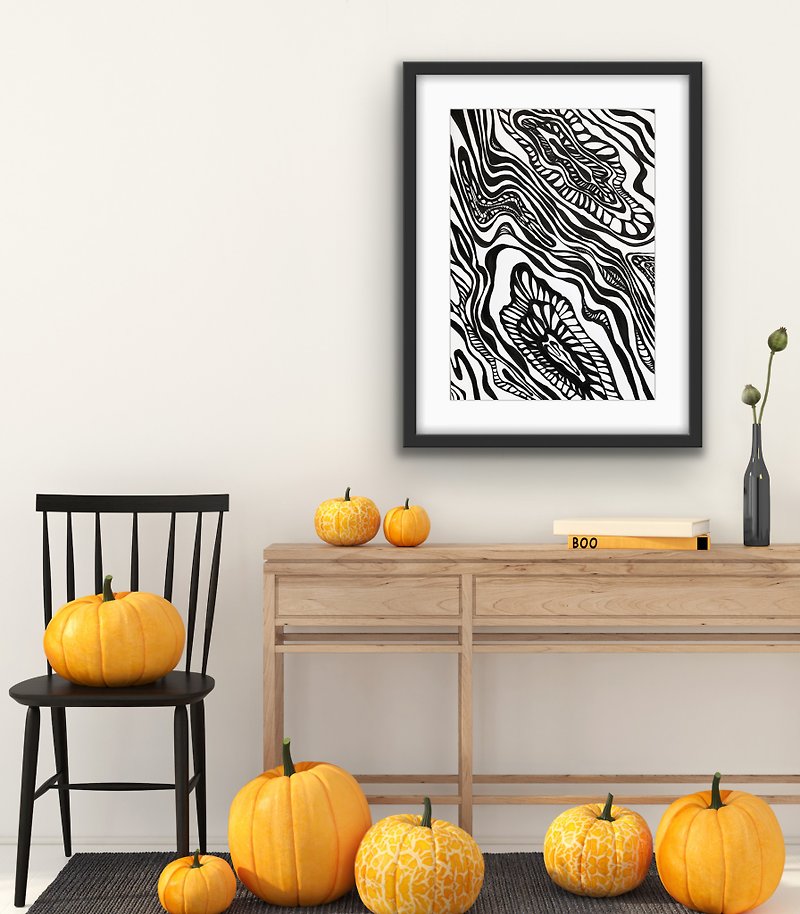 Black lines abstract print, black lines printable art, Luxury printable wall art - Wall Décor - Other Materials Multicolor