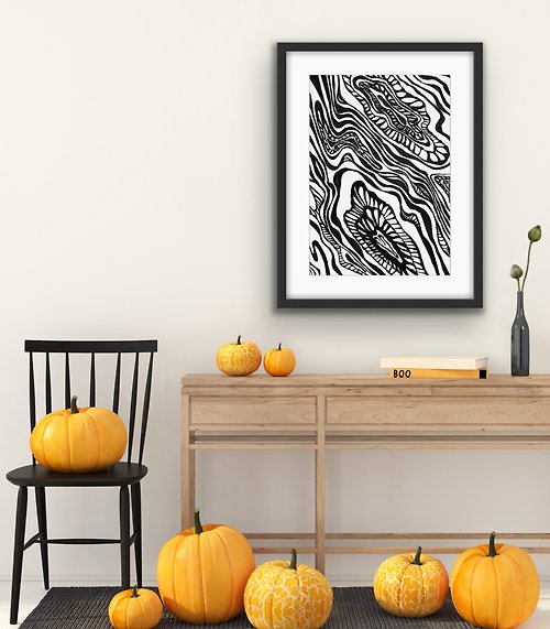 KsenushkaGallery Black lines abstract print, black lines printable art, Luxury printable wall art
