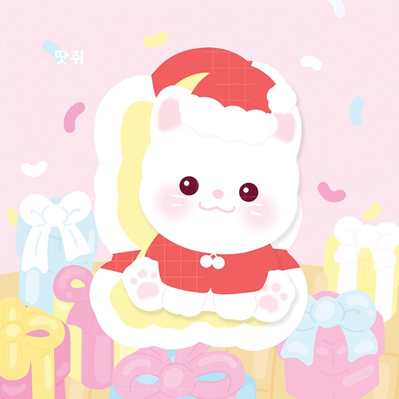 Santa cat Gyeoul cute animal peel off sticker (ddatchi) - สติกเกอร์ - กระดาษ สีแดง