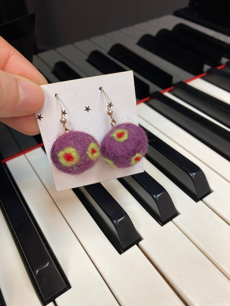 Wet Felted & Needle Felted Felt Balls Earrings: polka dots world - Earrings & Clip-ons - Wool 