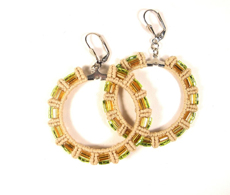 Macrame earrings tutorial Monica, macrame beginner pattern, PDF macrame patter - 手工藝教學/工具書 - 其他材質 