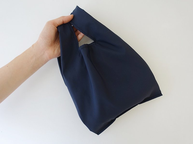 Eco-friendly small shopping bag beverage food bag midnight blue plain noodles - Handbags & Totes - Waterproof Material Blue