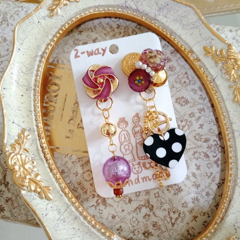 Pansy 2way Button Earrings - Earrings & Clip-ons - Other Materials 
