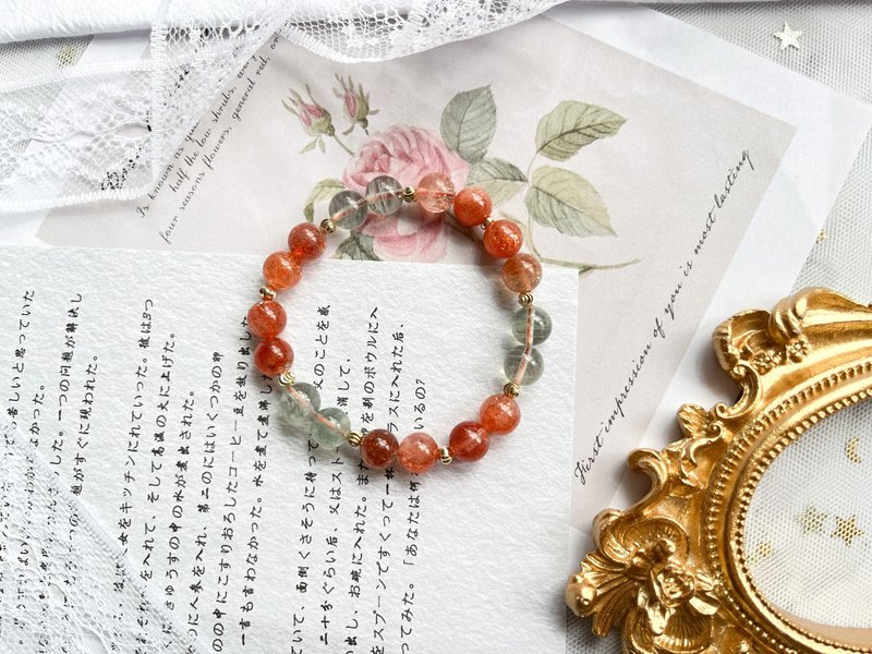 【一物一圖】阿魯沙日光石14K包金設計手鍊 - 手鍊/手環 - 水晶 橘色