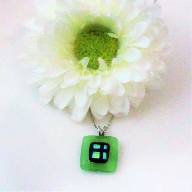 【小さなキューブシリーズ】宝石ガラスネックレス - ゼリー、グリーン - ネックレス - ガラス グリーン