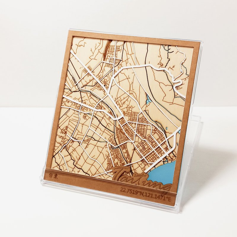 Yifang Map-Taitung | Taiwan City Map | Customized Map - ของวางตกแต่ง - ไม้ หลากหลายสี