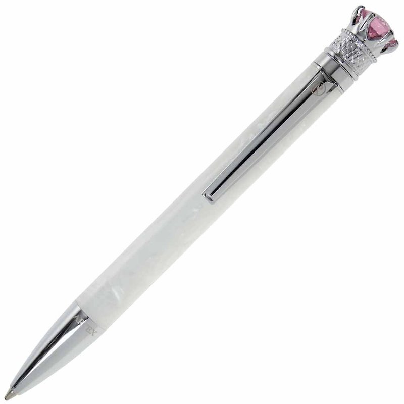 ARTEX Royal Praise Ball Pen White Celluloid Tube Powder Crown - Ballpoint & Gel Pens - Crystal White