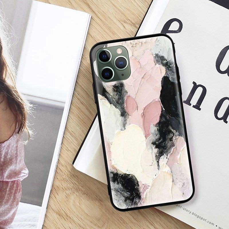 Abstract Oil Paint Pink Black Glossy phonecase iPhone 14 Pro XR Samsung Huawei - Phone Cases - Plastic Pink