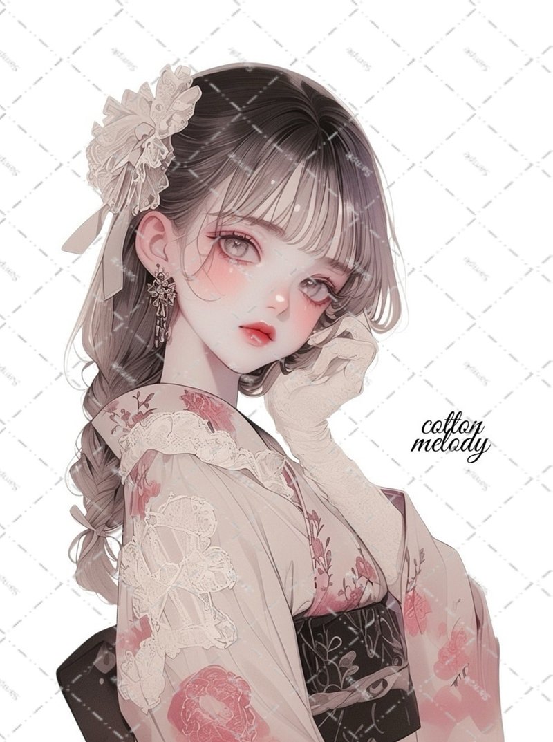 original sticker no.2393 人物ステッカー オリジナルステッカー オリジナル人物ステッカー 装飾ステッカー cotton melody - 貼紙 - 紙 