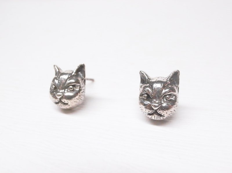Ermao Silver[Animal Series─Bibi Cat-Ear Acupuncture] Silver or Gold - Earrings & Clip-ons - Silver Silver