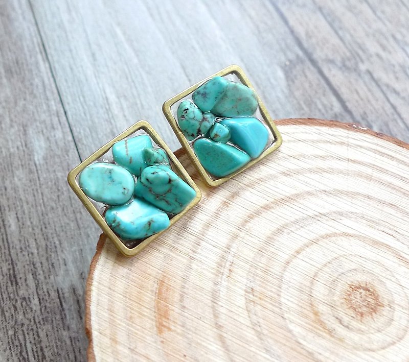 Misssheep - Brass X Turquoise Time Gemstone Earrings - Earrings & Clip-ons - Other Materials 