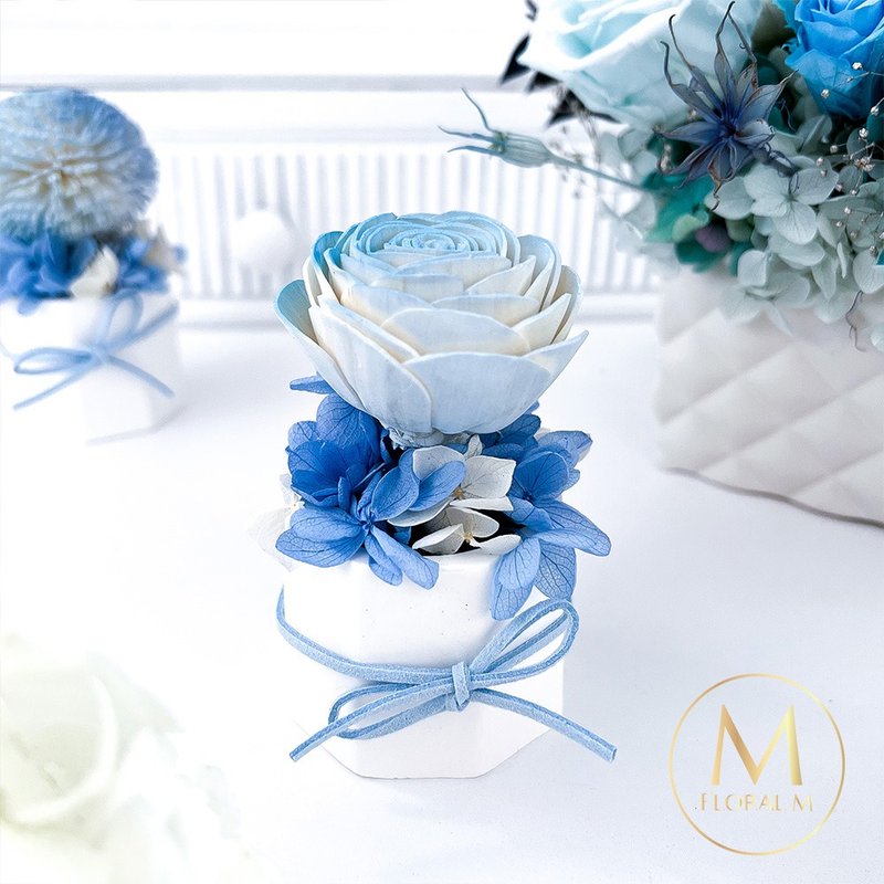 法國鄉村玫瑰香氛擴香花藍色漸變 (贈送5ml香氛油) - 擺飾/家飾品 - 植物．花 藍色