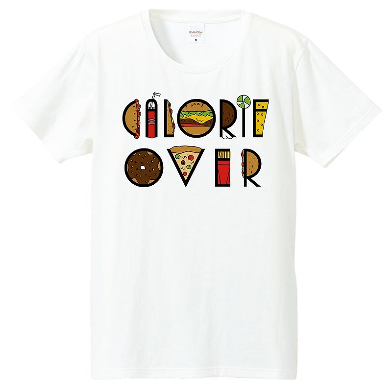 Tシャツ / Calorie over taypo - 男 T 恤 - 棉．麻 白色