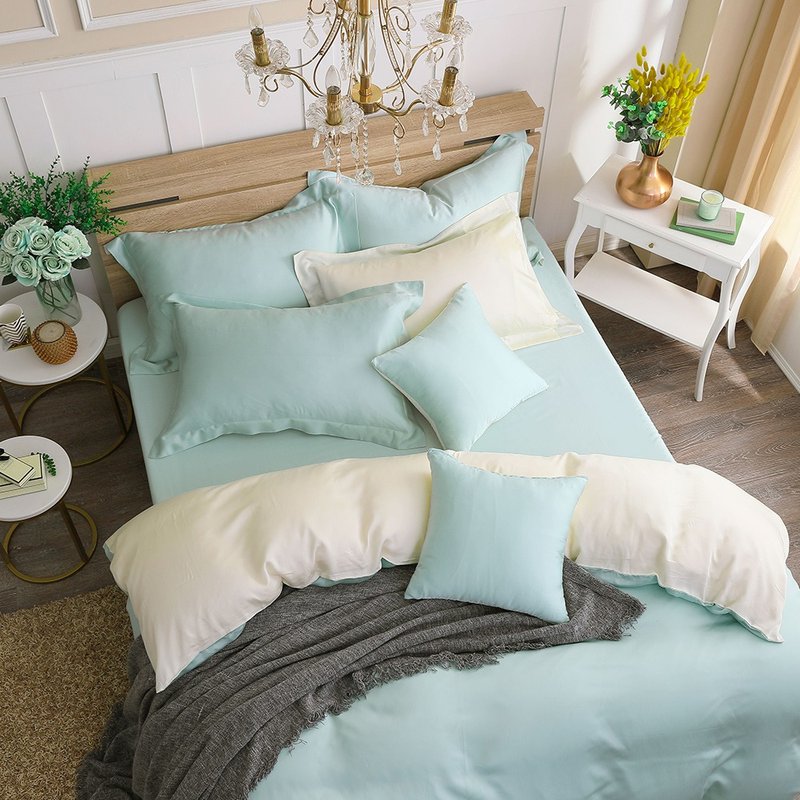 Hongyu 300 Woven Tencel Dual-use Quilt Cover Bed Bag Set Best Rilke (Double/Large/Extra Large) - เครื่องนอน - วัสดุอื่นๆ สีเขียว