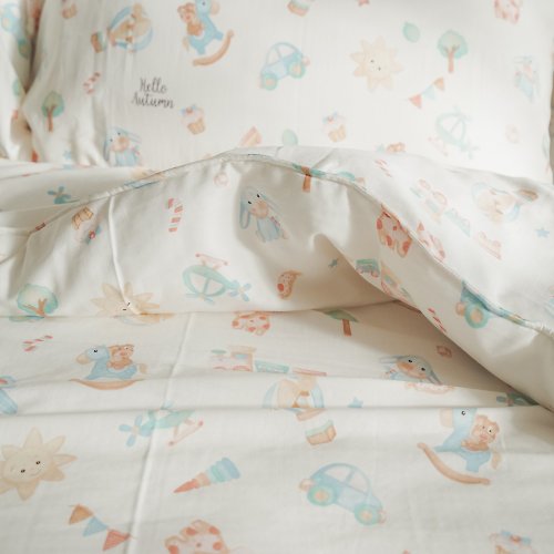annahome棉床本舖 寶貝遊樂園 二層紗 床包兩用被組 100%純棉 台灣製【超取限一組】