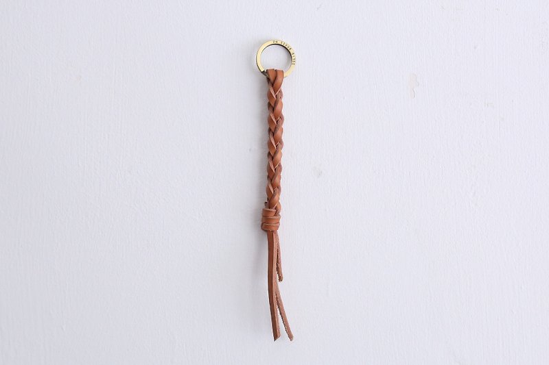 Woven key ring original leather color - Keychains - Genuine Leather 