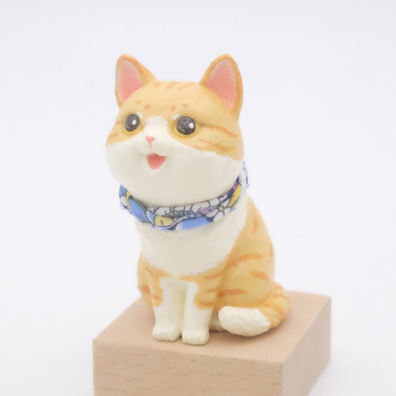 虎斑貓 【想寵雕像系列】 - 公仔模型 - 樹脂 橘色